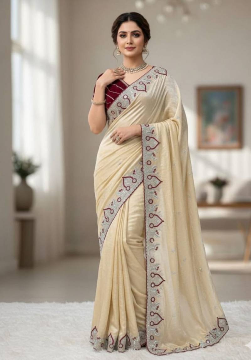 Vt 780 T Soft Space Silk Thread Worked Premium Saree Collection