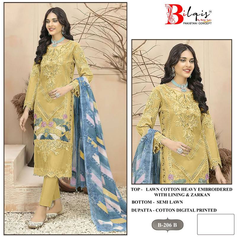 Bilqis B 206 A To D Cambric Lawn Cotton Pakistani Salwar Kameez