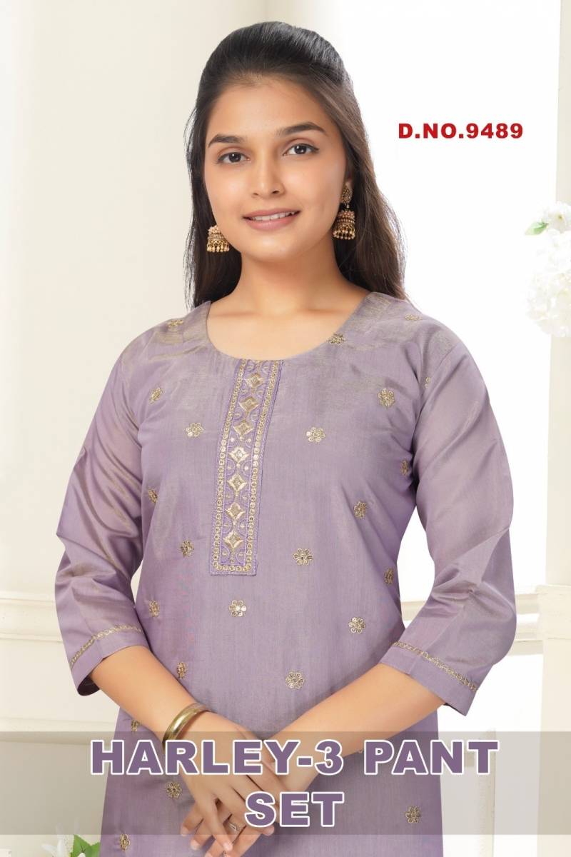 Hazel Vol 3 Pant Set Roman Shimmer Kids Kurti Pant And Dupatta