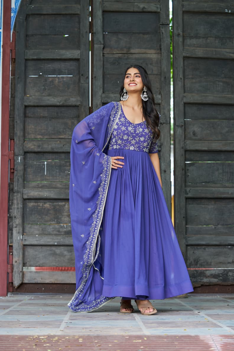Lekha KA 1204 Faux Blooming Sequins Embroidered Gown Collection