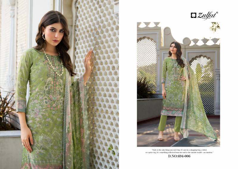 Zulfat Sana Safina Vol 2 Cotton Designer Print Dress Material Collection