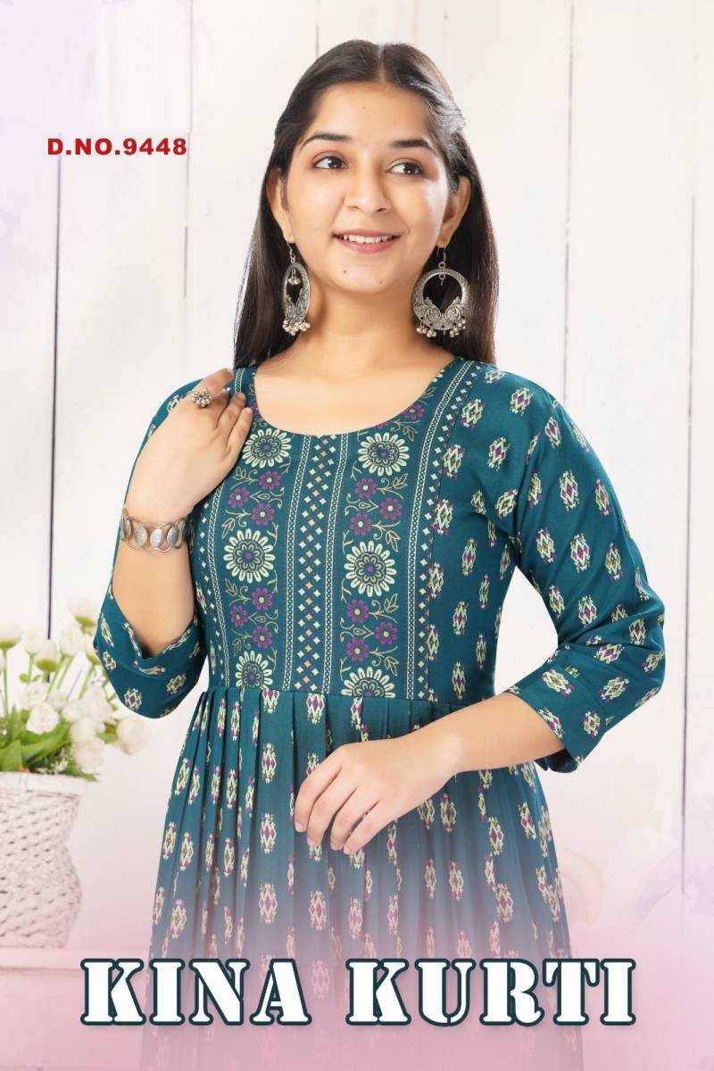 Kina Kurti 9448 Rayon Printed Kurti Casual Wear Collection