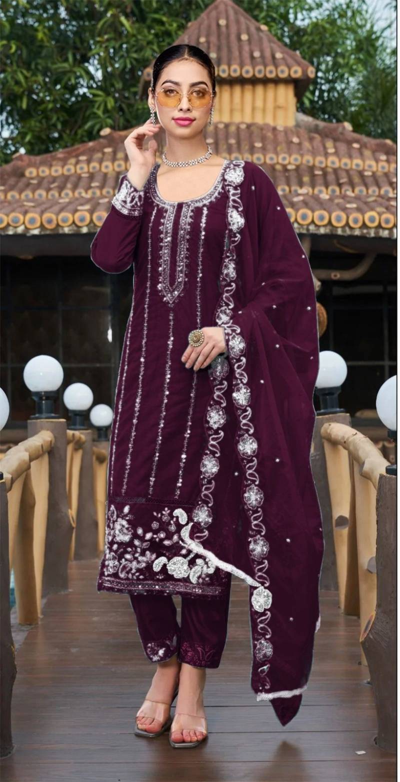 Bilqis B 135 M To P Faux Georgette Embroidered Pakistani Salwar Kameez