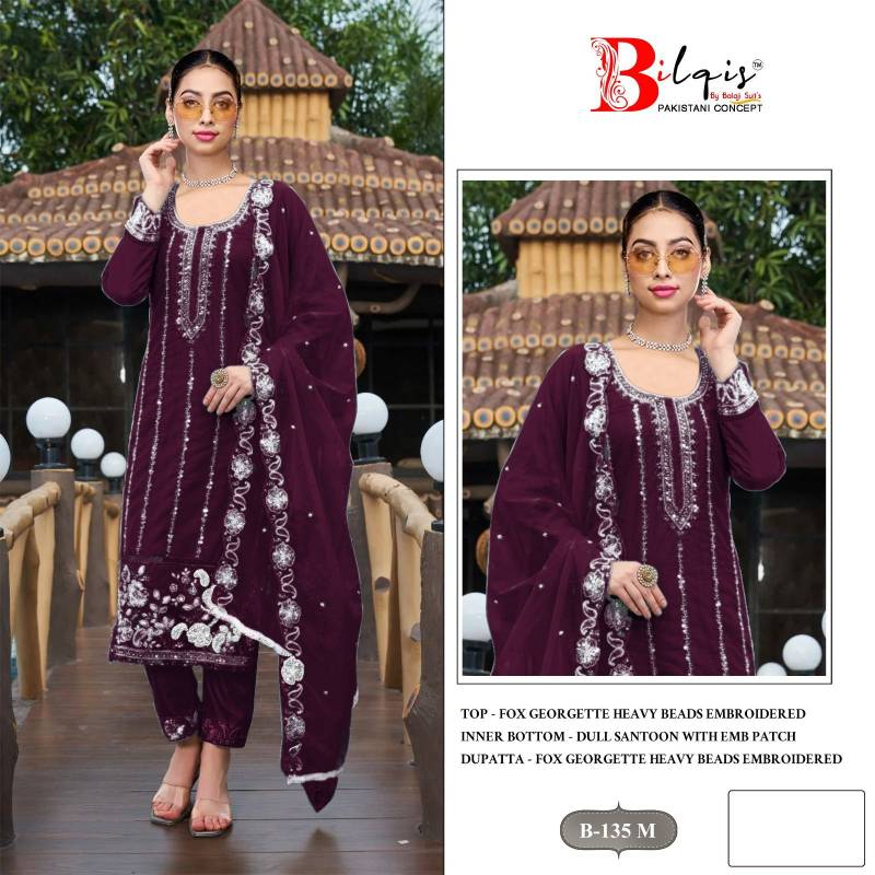 Bilqis B 135 M To P Faux Georgette Embroidered Pakistani Salwar Kameez