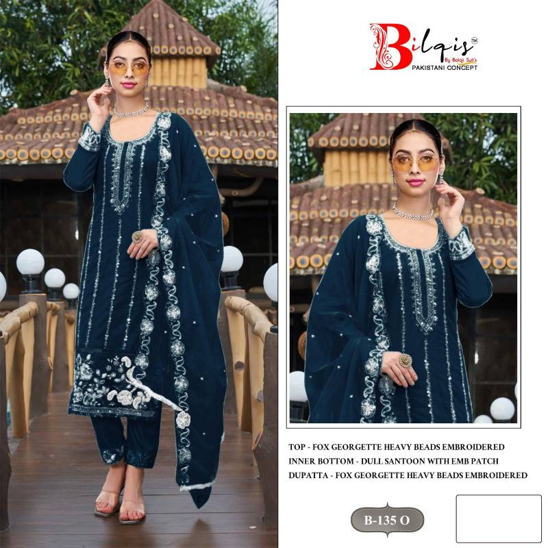 Bilqis B 135 M To P Faux Georgette Embroidered Pakistani Salwar Kameez