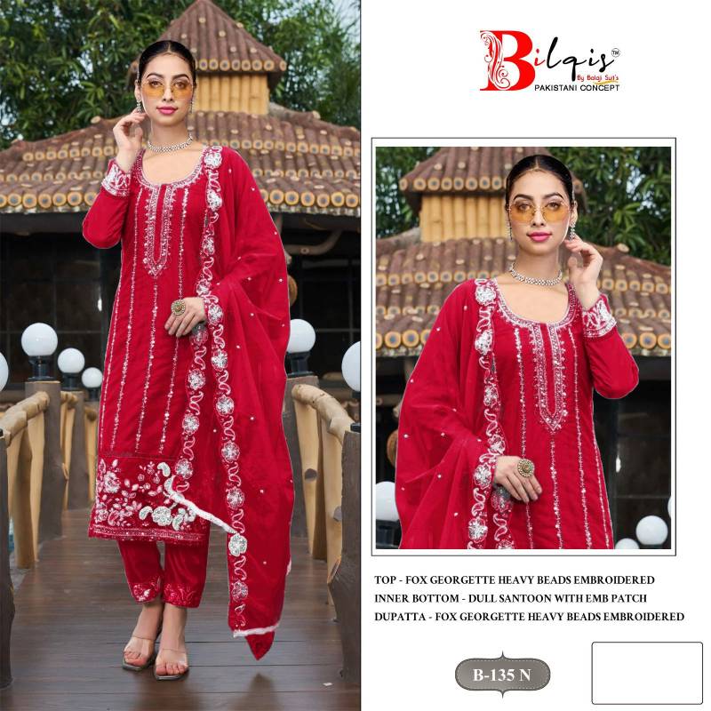Bilqis B 135 M To P Faux Georgette Embroidered Pakistani Salwar Kameez
