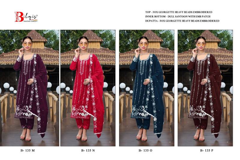 Bilqis B 135 M To P Faux Georgette Embroidered Pakistani Salwar Kameez