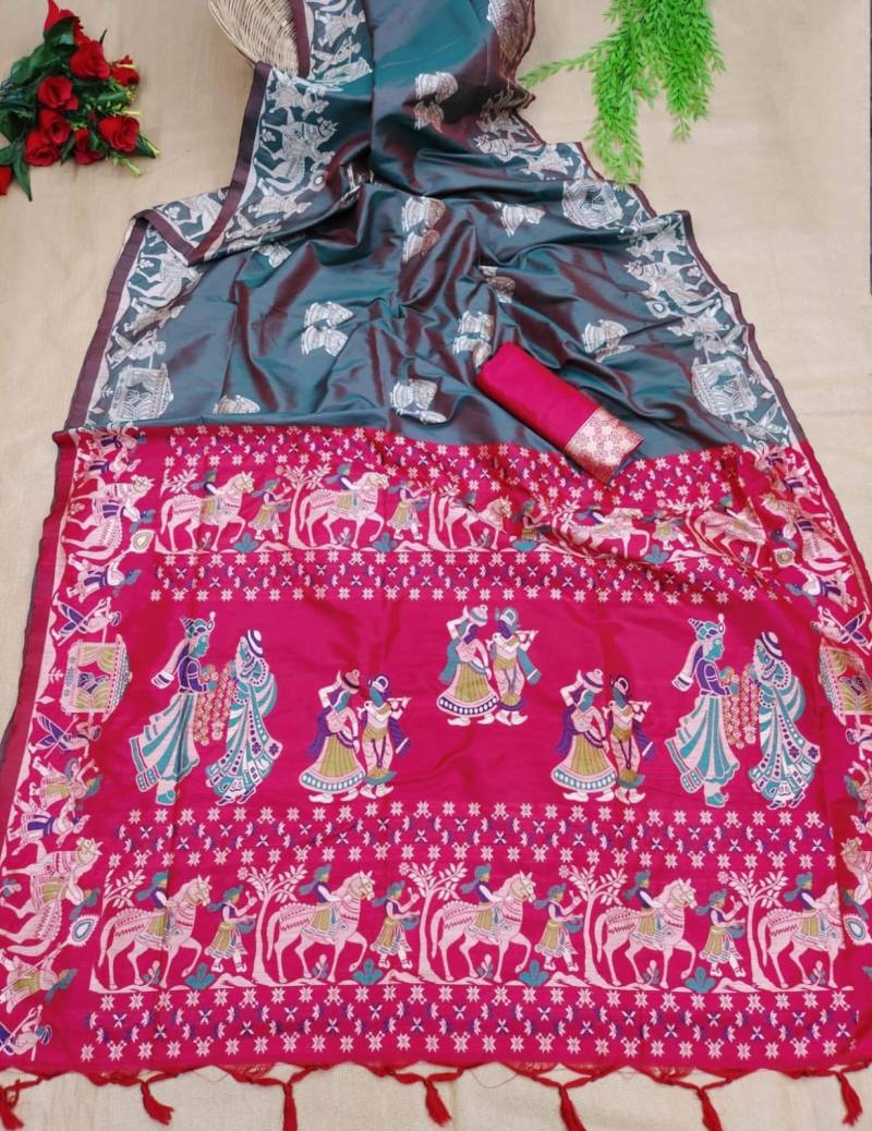 Vt 6060 T Soft Raw Silk Antique Designer Saree Collection