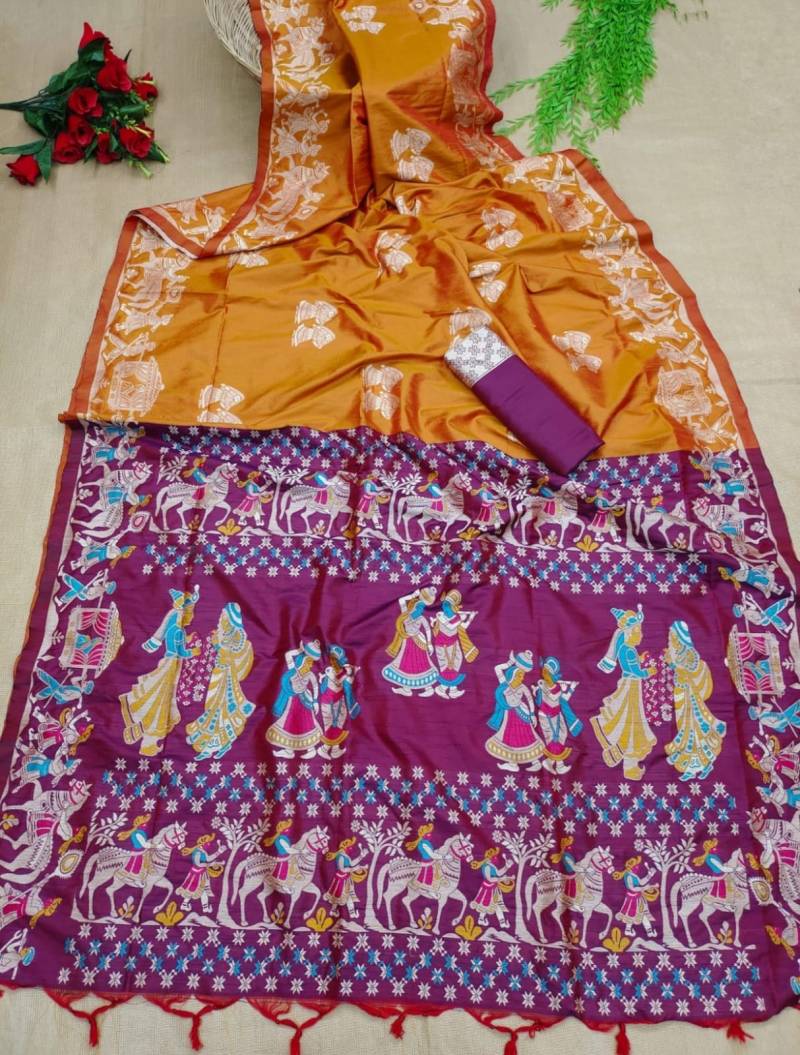 Vt 6060 T Soft Raw Silk Antique Designer Saree Collection