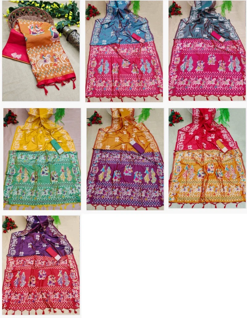 Vt 6060 T Soft Raw Silk Antique Designer Saree Collection