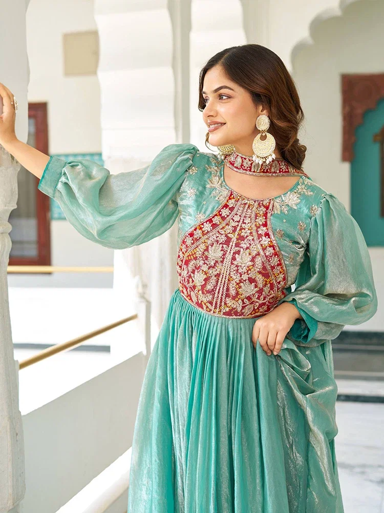 Ram 146 Fendy Silk Embroidered Gown With Dupatta Collection