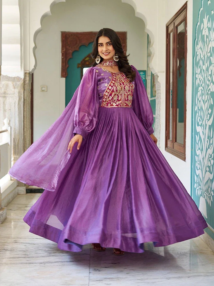 Ram 146 Fendy Silk Embroidered Gown With Dupatta Collection