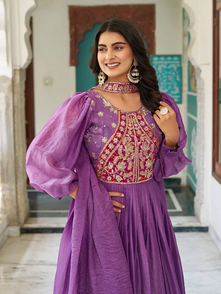 Ram 146 Fendy Silk Embroidered Gown With Dupatta Collection