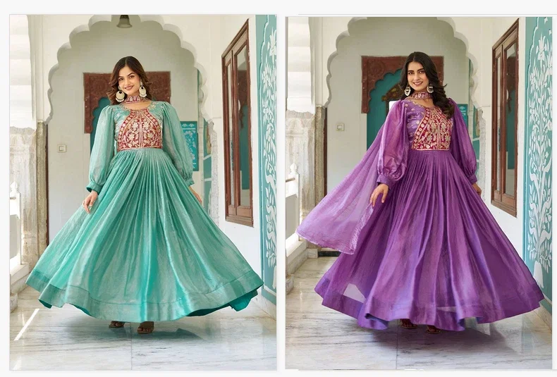 Ram 146 Fendy Silk Embroidered Gown With Dupatta Collection