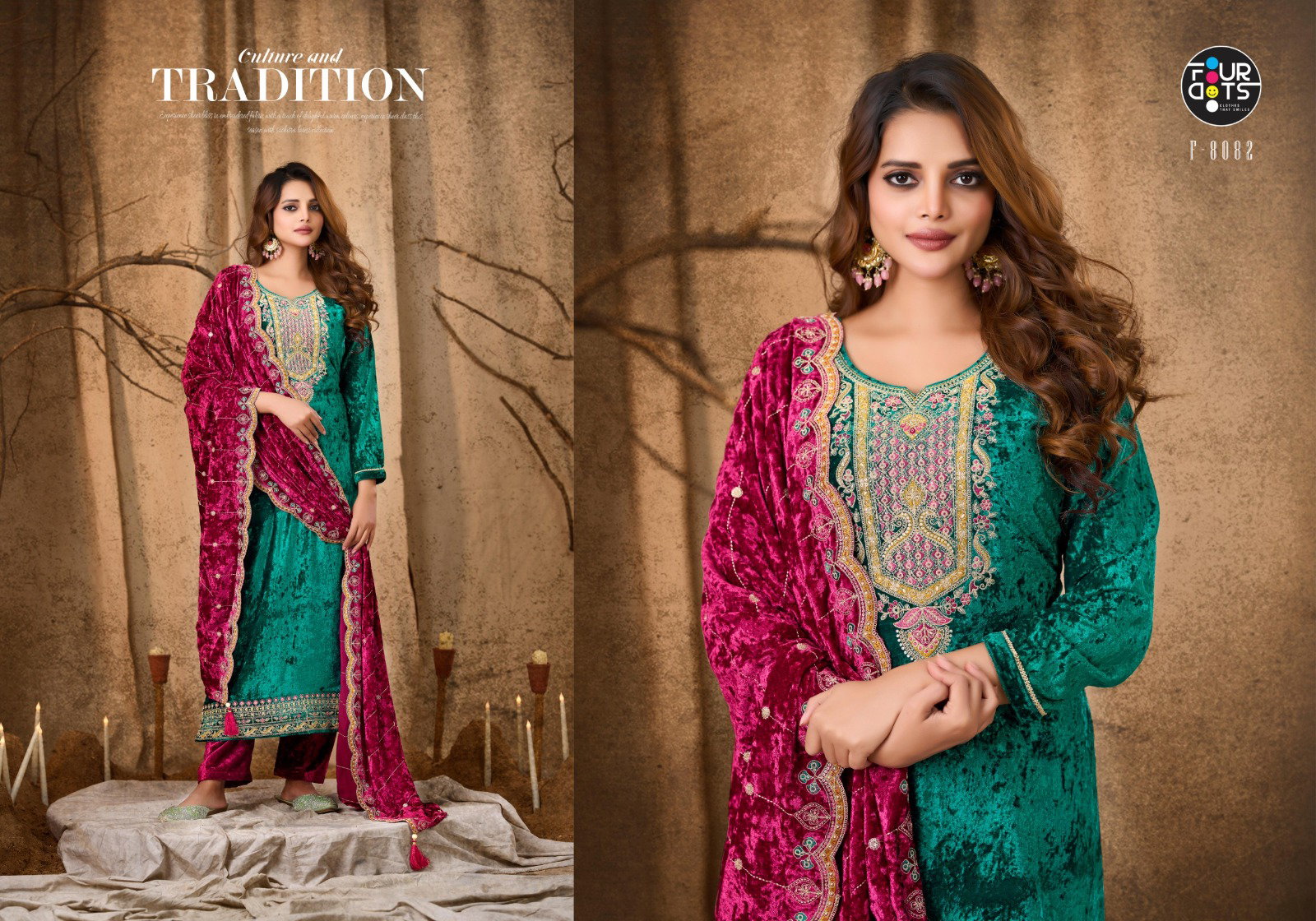Four Dots Starblast Vol 2 Makhmal Velvet Work Salwar Kammez