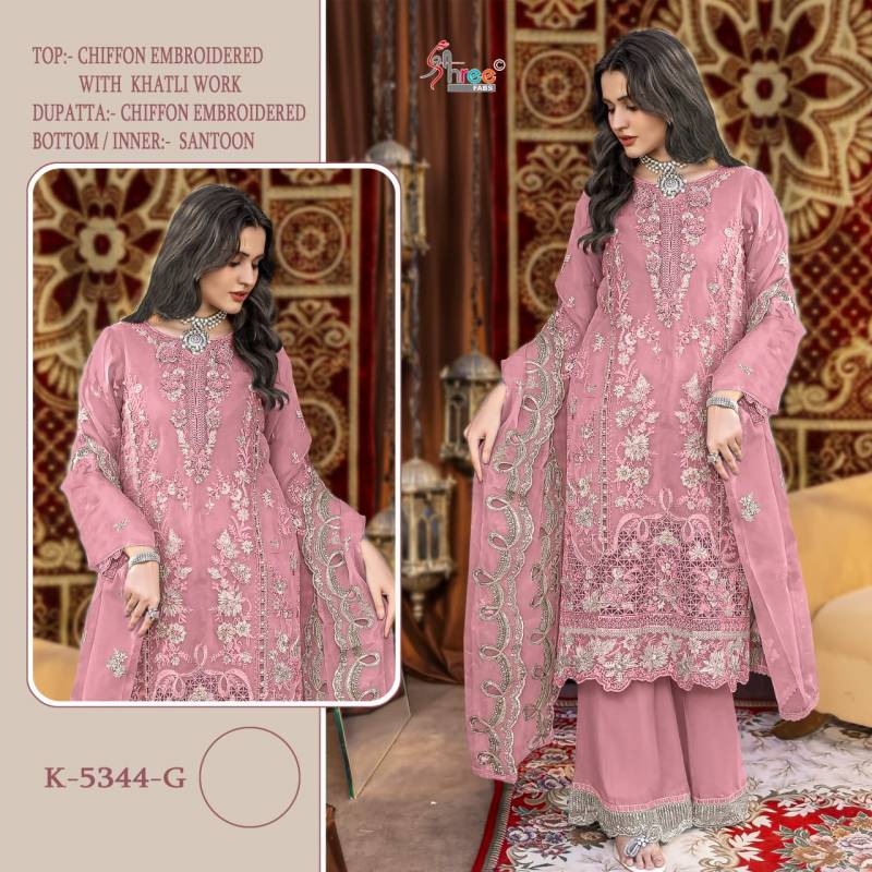 Shree K 5344 E To F Chiffon With Embroidery Pakistani Salwar Suits