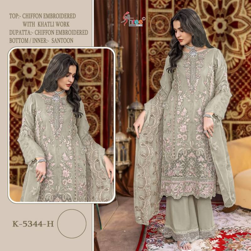 Shree K 5344 E To F Chiffon With Embroidery Pakistani Salwar Suits