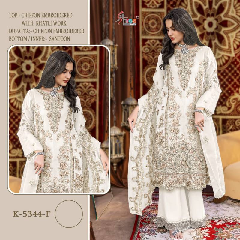 Shree K 5344 E To F Chiffon With Embroidery Pakistani Salwar Suits