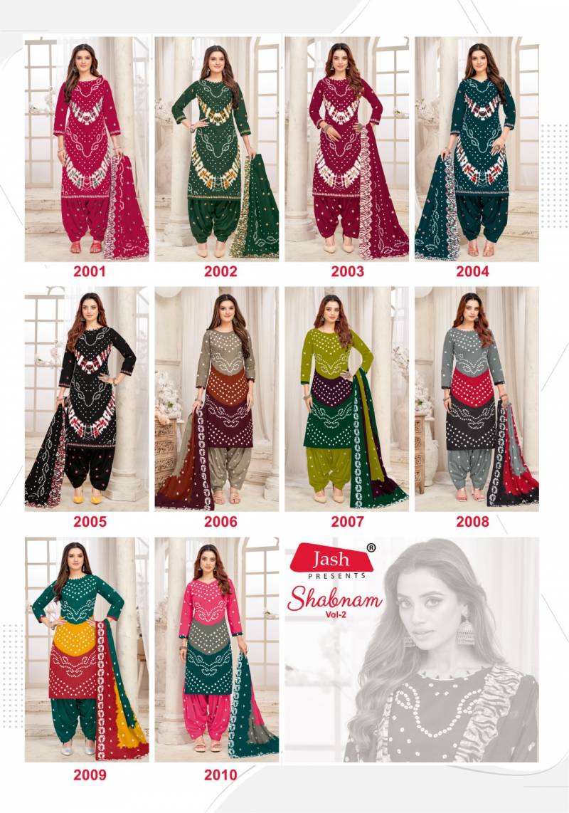Jash Shabnam Vol 2 Cotton Print Bandhani Dress Material Collection