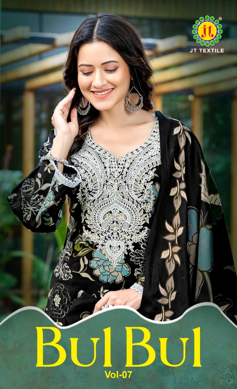 Jt Bulbul Vol 7 Rayon With Embroidery Work Dress Material Collection