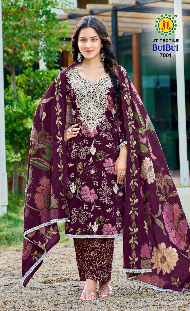 Jt Bulbul Vol 7 Rayon With Embroidery Work Dress Material Collection