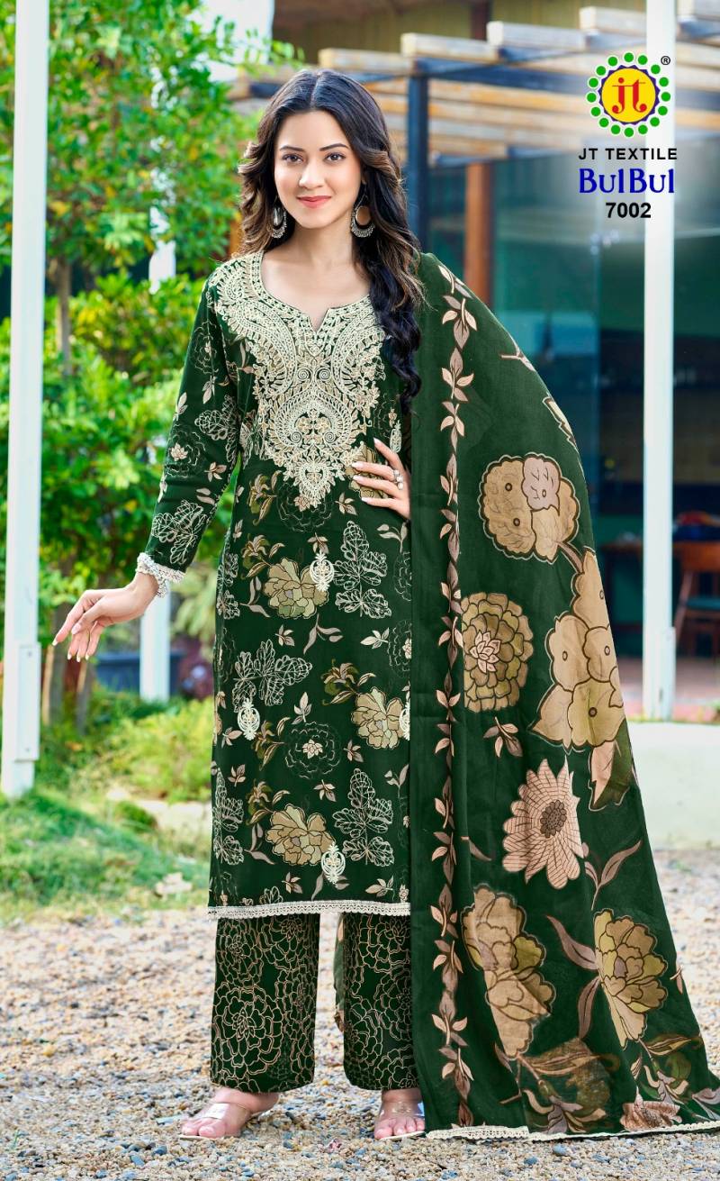 Jt Bulbul Vol 7 Rayon With Embroidery Work Dress Material Collection