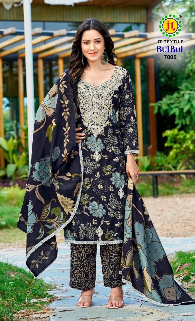 Jt Bulbul Vol 7 Rayon With Embroidery Work Dress Material Collection
