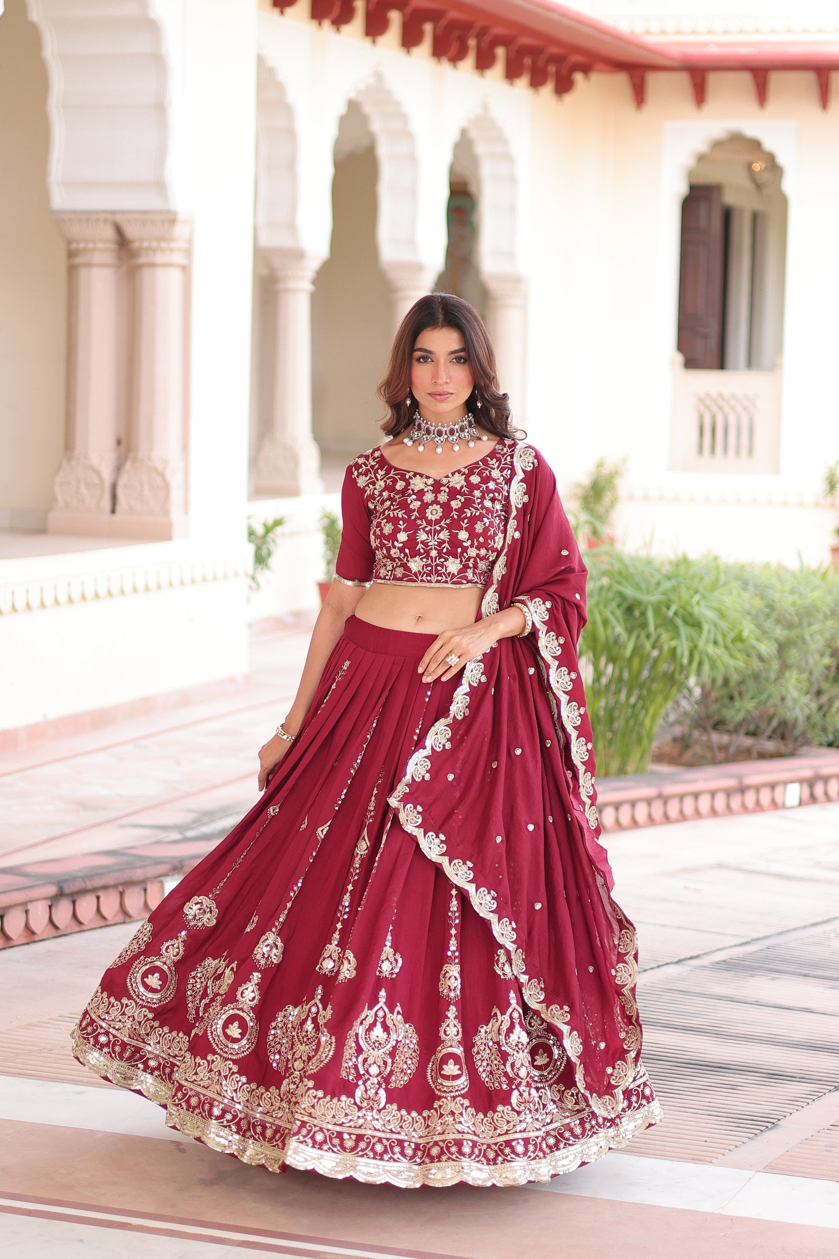 Lekha KA 5052 Vichitra Silk Sequins And Embroidery Lehenga Choli