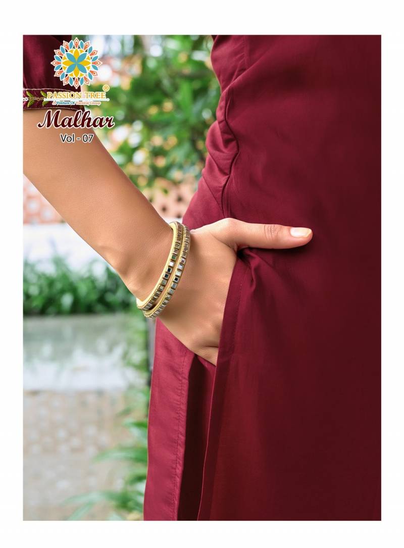 Malhar Vol 7 By Passion Tree Roman Silk Kurti Pant And Dupatta
