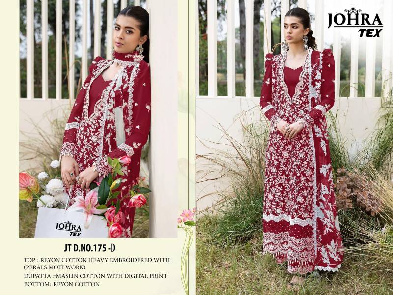 Johra Tex 175 D Rayon Cotton Embroidered Pakistani Salwar Suits