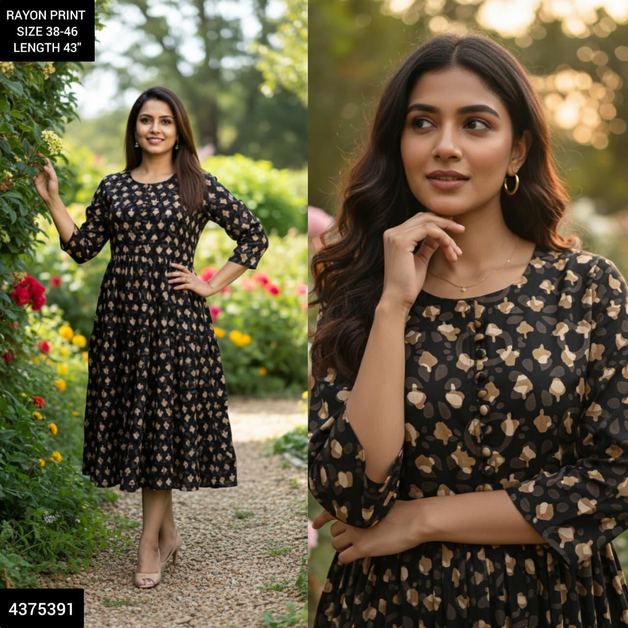 Naisha K 442 Rayon Print Midi Style Kurti Casual Wear Collection