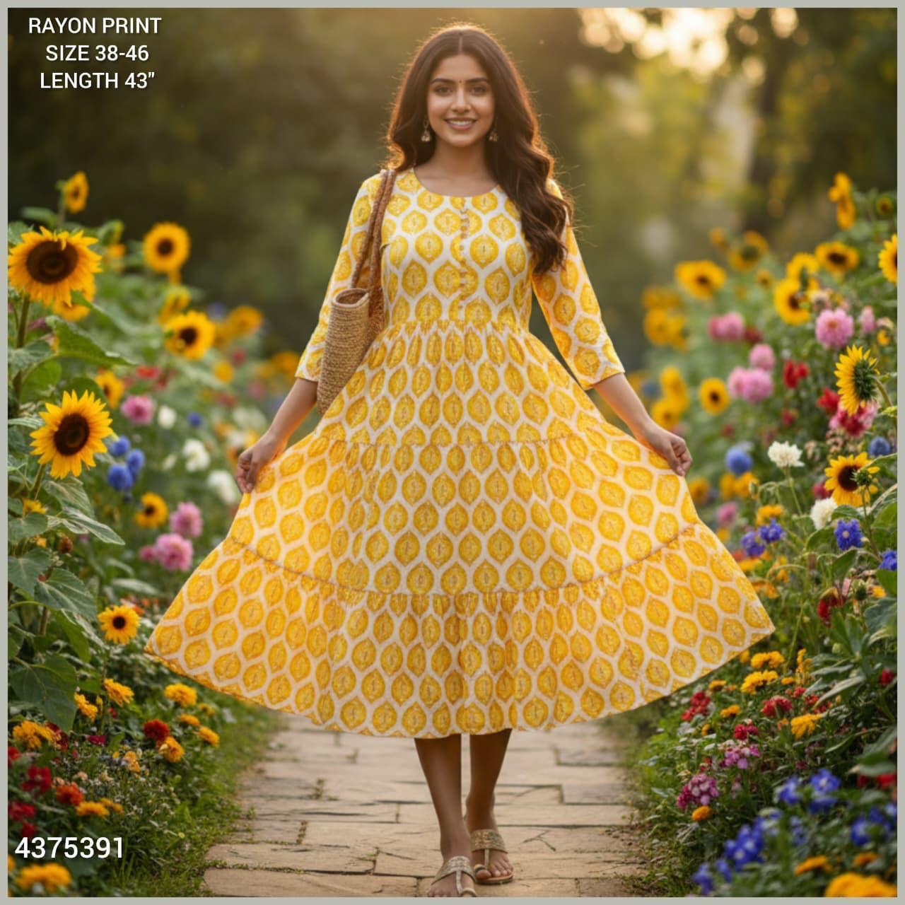 Naisha K 442 Rayon Print Midi Style Kurti Casual Wear Collection