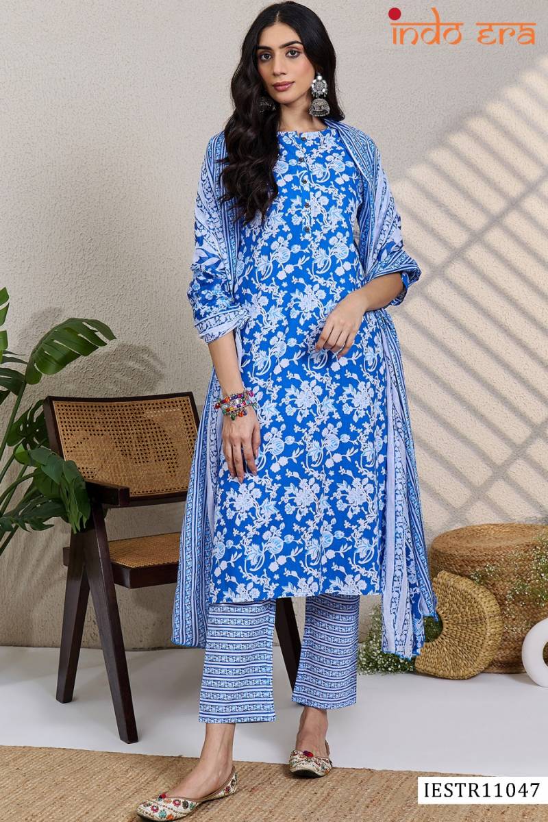 Indo Era 2585 Cotton Floral Printed Kurti With Bottom Dupatta