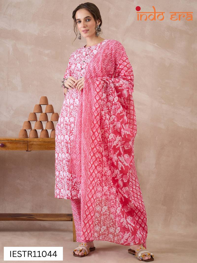 Indo Era 2585 Cotton Floral Printed Kurti With Bottom Dupatta