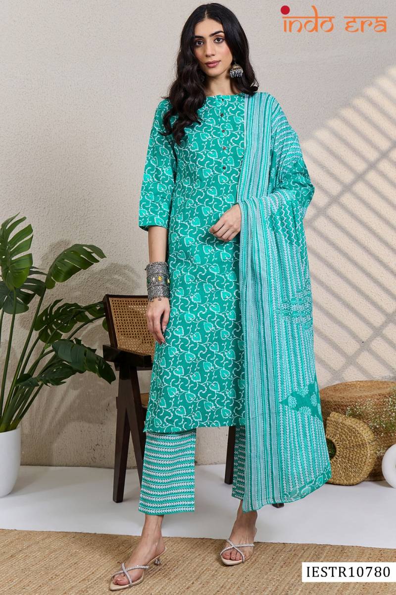 Indo Era 2585 Cotton Floral Printed Kurti With Bottom Dupatta