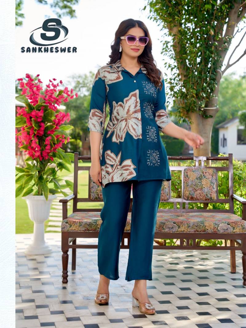 Sankheswer Lollipop Vertican Foil Diccharge Print Top And Bottom
