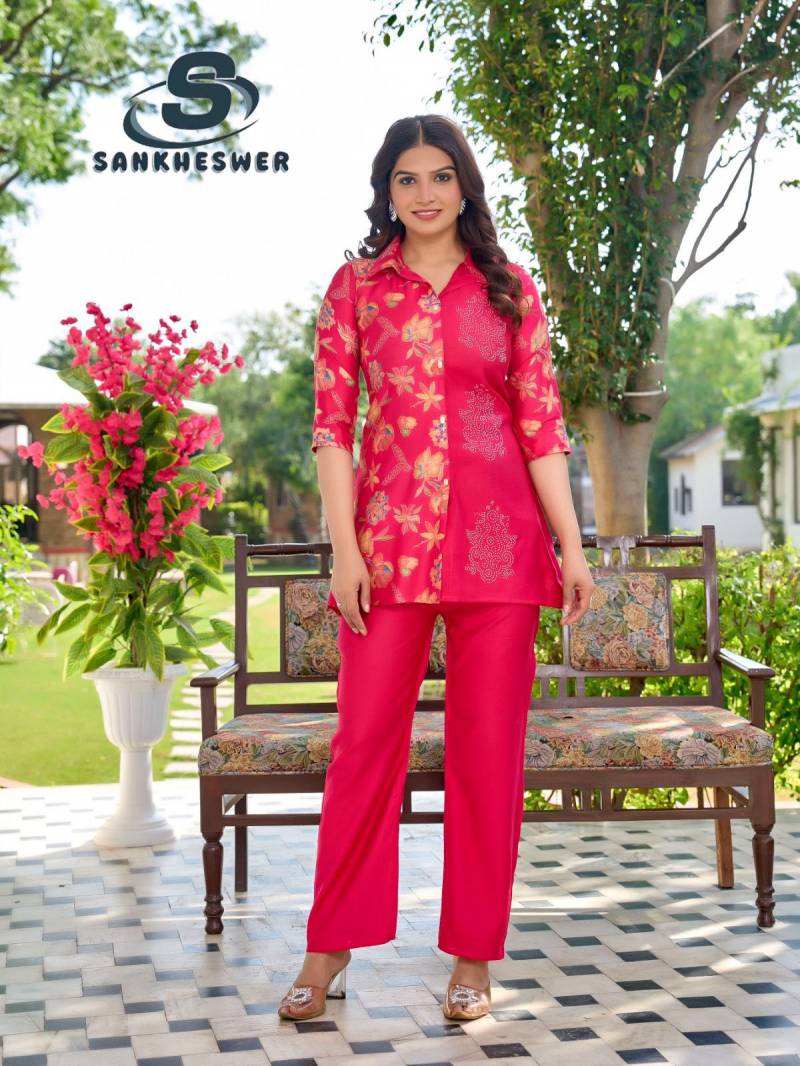 Sankheswer Lollipop Vertican Foil Diccharge Print Top And Bottom