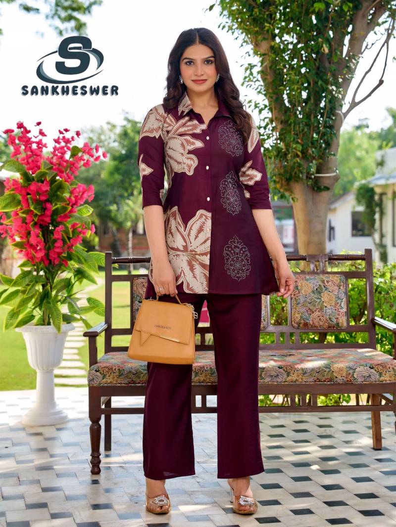 Sankheswer Lollipop Vertican Foil Diccharge Print Top And Bottom