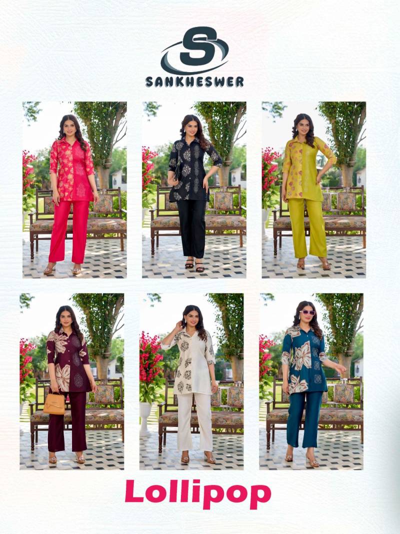 Sankheswer Lollipop Vertican Foil Diccharge Print Top And Bottom