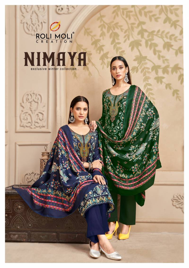 Roli Moli Nimaya Pashmina Printed Dress Material Collection