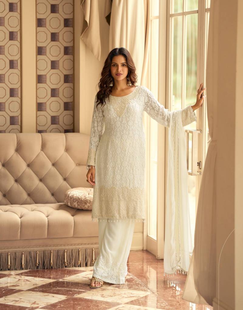 Sayuri Rishta Georgette Embroidered Work Top Plazzo And Dupatta