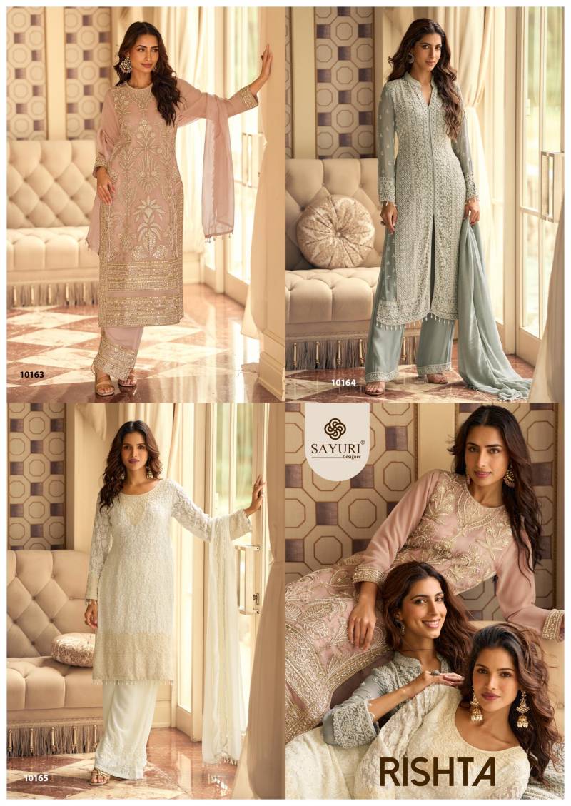 Sayuri Rishta Georgette Embroidered Work Top Plazzo And Dupatta