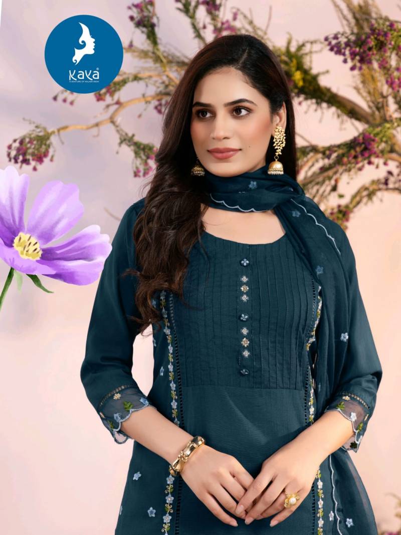 Kaya Pranisha Vertican Simple And Stylish Kurti Pant And Dupatta