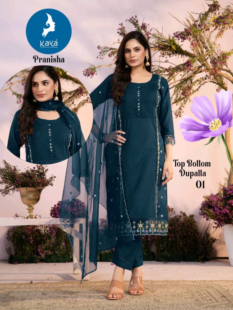 Kaya Pranisha Vertican Simple And Stylish Kurti Pant And Dupatta