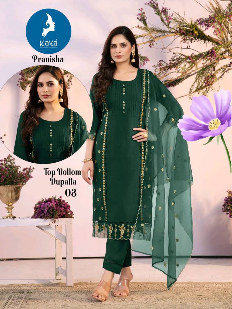 Kaya Pranisha Vertican Simple And Stylish Kurti Pant And Dupatta