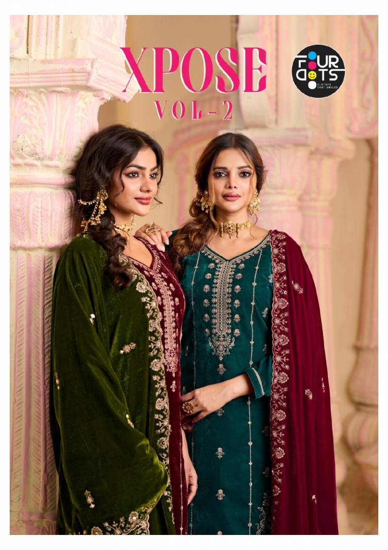 Four Dots Xpose Vol 2 Velvet With Work Designer Salwar kameez