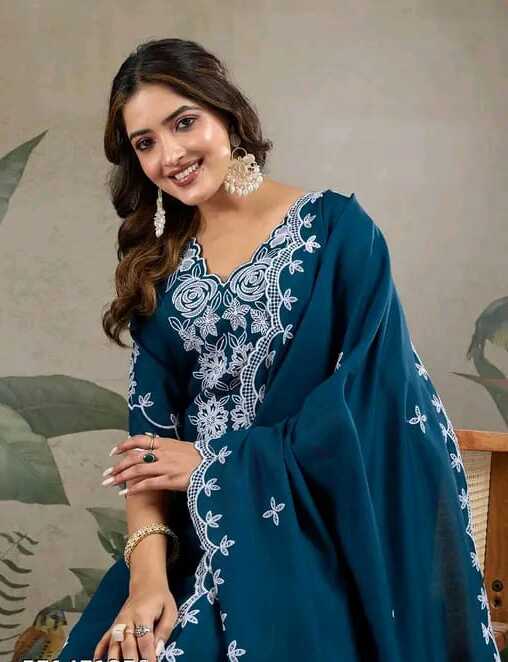9 Star Syera Hit Roman SIlk Embroidered Designer Kurti With Bottam Dupatta