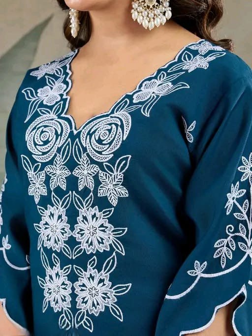 9 Star Syera Hit Roman SIlk Embroidered Designer Kurti With Bottam Dupatta