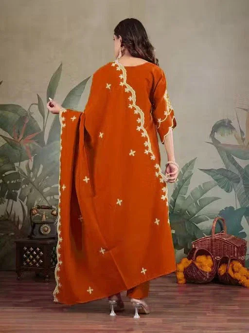 9 Star Syera Hit Roman SIlk Embroidered Designer Kurti With Bottam Dupatta