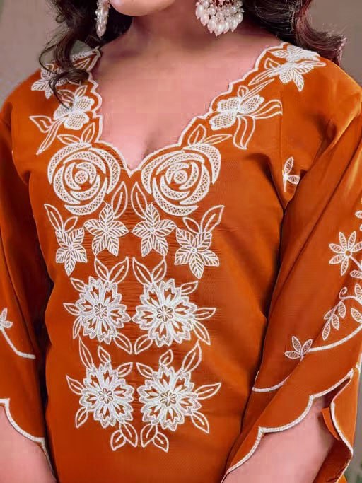 9 Star Syera Hit Roman SIlk Embroidered Designer Kurti With Bottam Dupatta